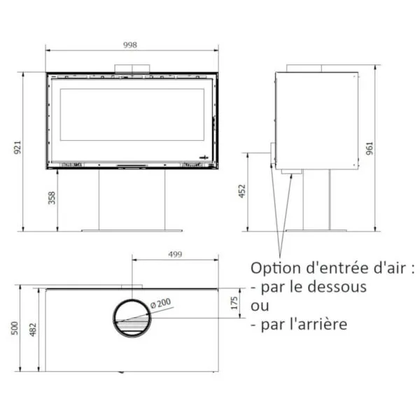 FERLUX Poêle à bois ENYA 100 9,5kW sur pied central – Image 2
