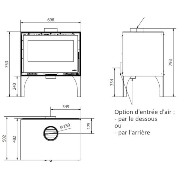 FERLUX Poêle à bois ENYA 49 6,4kW sur pieds – Image 2