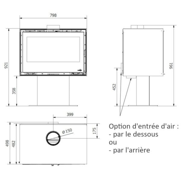 FERLUX Poêle à bois ENYA 80 6,4kW sur pied central – Image 2