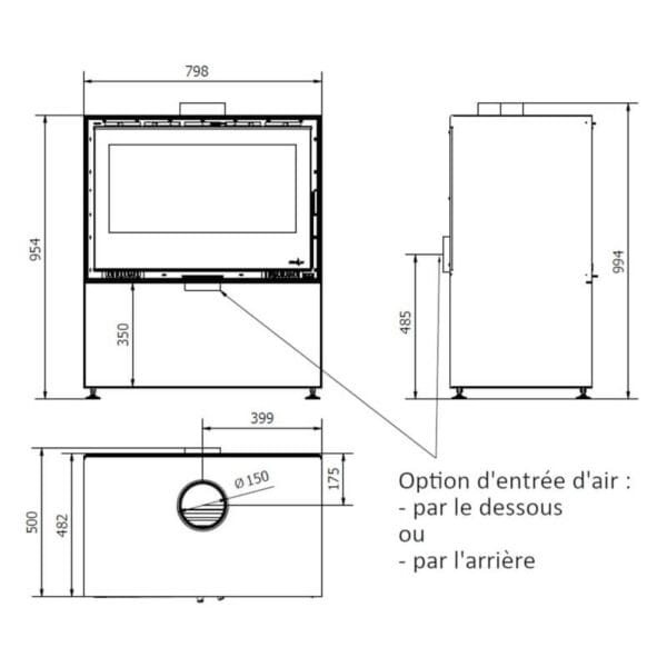 FERLUX Poêle à bois ENYA 80 6,4kW sur range bûche – Image 2
