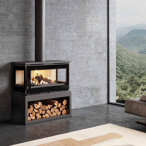 FM Poêle à bois panoramique 3 faces M-183 LK 13kW turbo ventilé – Image 2