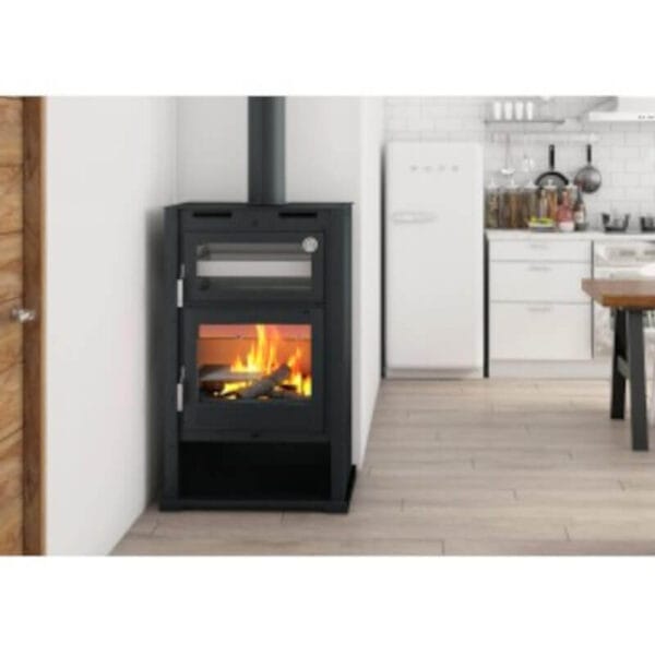 FM Poêle à bois turbo M-107 T 9,5kW avec portes en fonte et four inox – Image 2