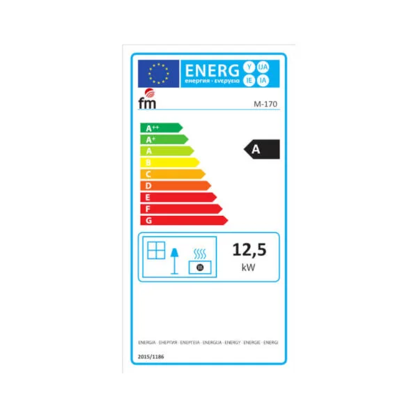 FM Poêle à bois acier M-170 L 12.5kW avec bûcher – Image 2