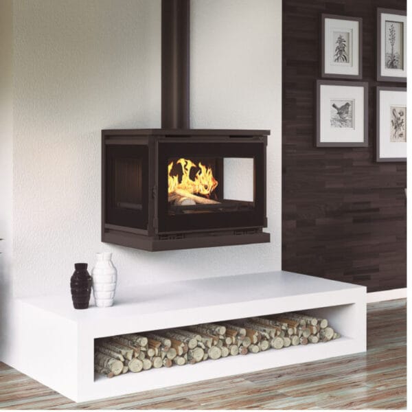 FM Poêle à bois suspendu M-173 FK 12.5kW foyer en fonte et verre sérigraphié – Image 2