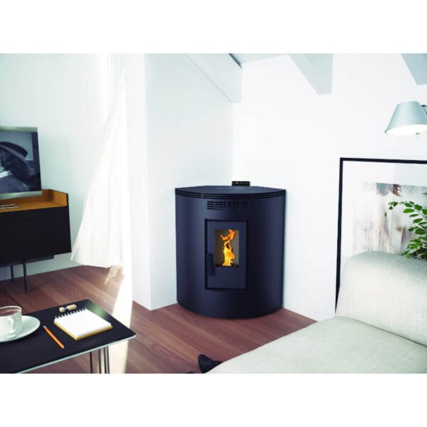FM Poêle à granulés d'angle BP-100R 9,5kW Noir – Image 2