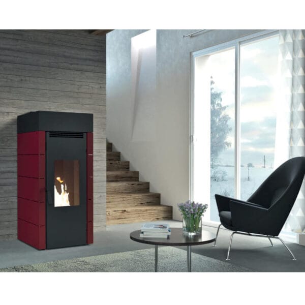 FM Poêle à granulés canalisable BP-701 17,5kW Rouge – Image 2